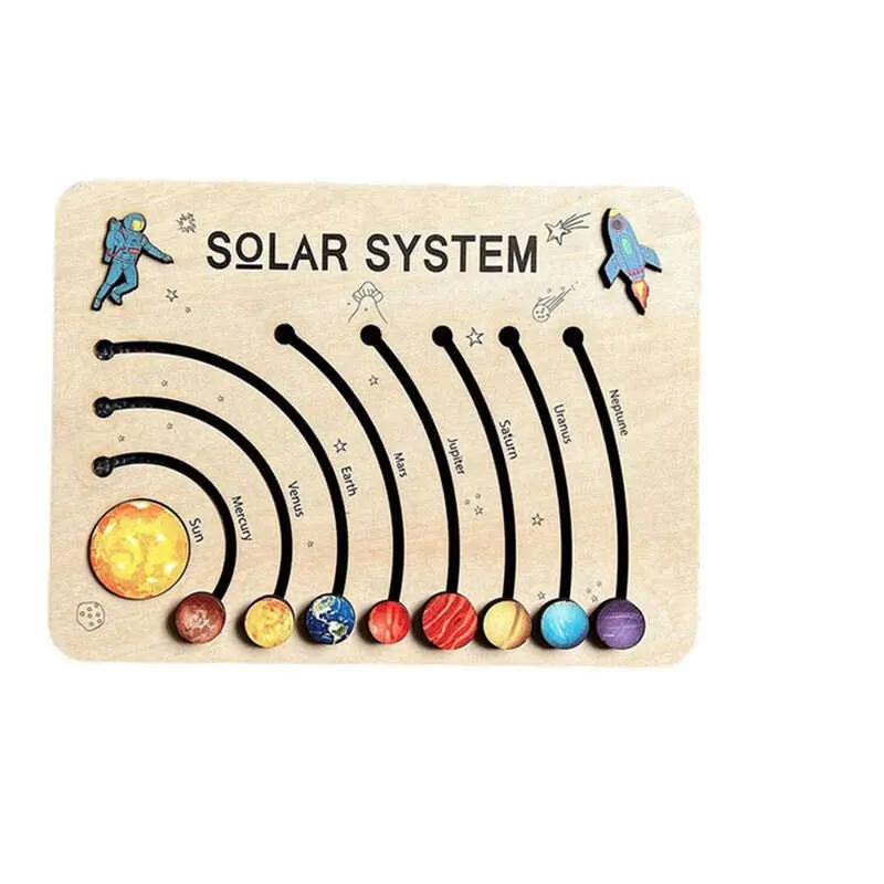Montessori Houten Zonnestelsel 8 Planeten Puzzel Spel Voor Kinderen Educatief Speelgoed Kinderen Jongens Meisjes Vroege Leermiddelen