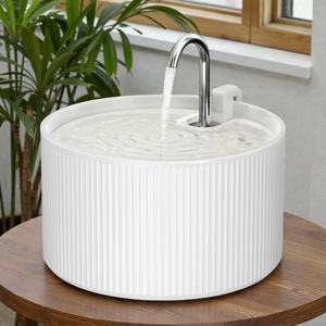 Bebedero de Agua para Gatos de Cerámica, 2.2L, Dispensador Automático de Agua para Mascotas, Bomba de Filtro Silenciosa, para Gatos y Gatitos de Interior, Fácil de Limpiar, Diseño Blanco - Product Image 1