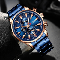 Montres CURREN pour hommes 8351, montre-bracelet sportive en acier inoxydable, étanche 3ATM, lumineuse, chronographe à trois aiguilles