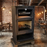 Four à pizza intérieur au bois, design cheminée, construction en acier laminé à froid, style méditerranéen, chauffage intérieur