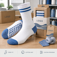 Chaussettes pour hommes en mélange de coton et élasthanne, blanches et cobalt, tricot côtelé, talon et bout renforcés, tailles personnalisées