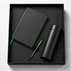 Ensemble cadeau d'affaires de luxe : carnet, stylo, thermos, logo personnalisé en relief pour les employés, les clients et les partenaires commerciaux de l'entreprise - Product Image 1