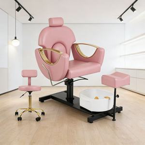 Fauteuil de pédicure métallique best-seller avec bain de pieds, réglable et rotatif, et bol de pédicure multifonctionnel intégré - Product Image 2