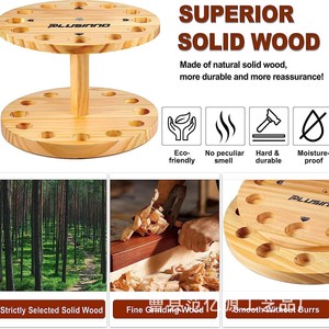 Support de cannes à pêche en bois Plusinno, capacité de 12 cannes, rotatif, sur pied, pour une utilisation en intérieur et en extérieur - Product Image 2