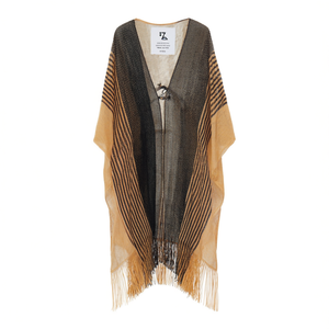 Copricostume da spiaggia a righe con frange per donna, kimono estivo leggero in chiffon. - Product Image 1