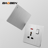 Interruptor de Pared BAOBEN Estándar Británico Color Gris Plateado, Enchufe de Pared Universal con Carga USB, Enchufe de 86mm*146mm