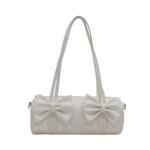 Nuevo bolso bandolera retro para mujer con textura sencilla y fresca para llevar bajo el brazo, color liso, lazo dulce, bolso tote retro - Product Image 2