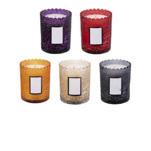 Pot en verre gaufré de haute qualité fait à <span class=keywords><strong>la</strong></span> main bougies parfumées en cire de soja écologique pour <span class=keywords><strong>la</strong></span> décoration noël Diwali méditation mèche en coton - Product Image 3