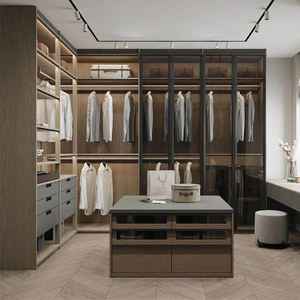 Armario Vestidor Moderno con Puerta de Vidrio y Aluminio, Puerta de Vidrio Negro con Bisagras - Product Image 4