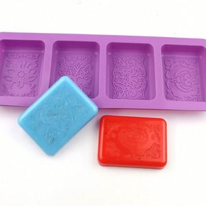 Moule à gâteau en silicone écologique, échantillon gratuit, 4 trous, forme rectangulaire, design traditionnel, forme personnalisée, impression sérigraphique - Product Image 1