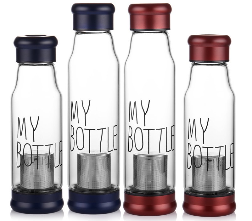 Food grade easy-taking glass water bottle with handle BPA free borosilicate glass water bottle