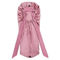 Bonnet de sommeil en Satin à longue queue douce et unie pour femmes tresses cheveux longs réglable bonnet de cyclisme fermable en soie
