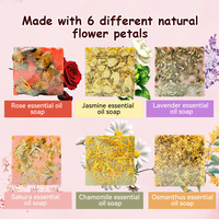 Ensemble de savons à l'huile essentielle de pétales de fleurs naturelles, 6 variantes, rose, lavande, camomille, hydratant, éclaircissant, visage, corps, OEM ODM