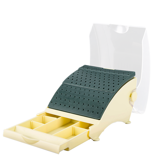 142 Holes Dental Bur Block Station Organizer Disinfection Box Dentist Autoclave Sterilizer Case with Lid and Drawer
