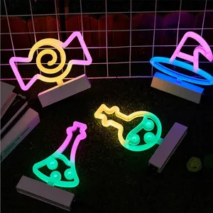 อินสตาแกรมไฟนีออน LED หลากสี,ป้ายไฟฮาโลวีนหัวแม่มดหัวกะโหลกสีลูกกวาดบูปีกค้างคาวสีลูกกวาดแบบปีเตอร์แพนสำหรับเด็ก - Product Image 6