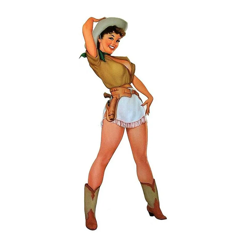 Etie 13cm x 5.4cm COWGIRL cappello da COWBOY adesivo per auto finestra paraurti per auto Decor Retro Pinup Girl Stickers decalcomanie impermeabili in vinile