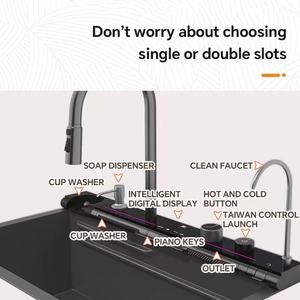 2025 <span class=keywords><strong>Tiktok</strong></span> nouvelle conception 30 pouces cascade robinet noir bionique nid d'abeille 304 acier inoxydable grand évier de cuisine à bol unique - Product Image 5