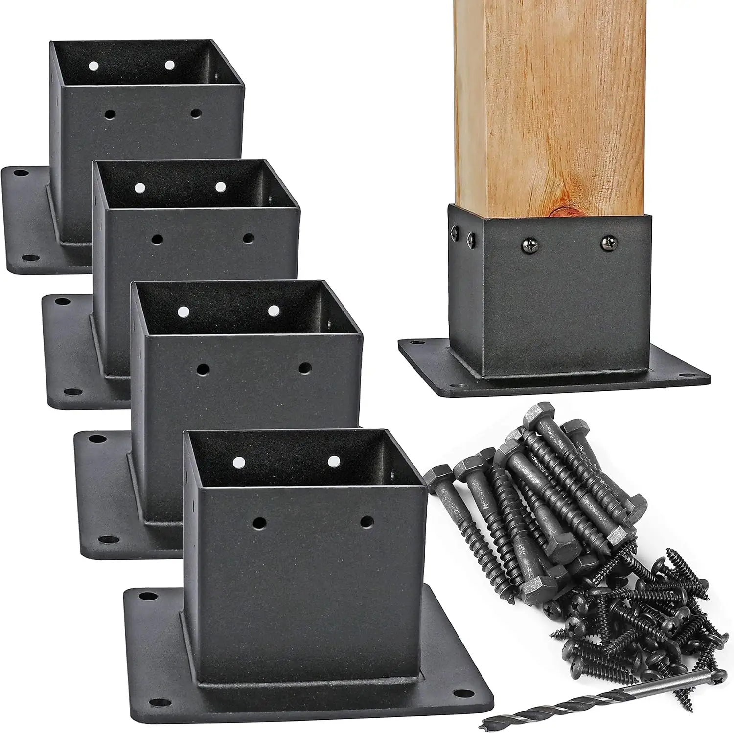 Post Anchors Solid Steel Powder Coated Deck Post Brackets Support Deck Base Plate Pergola Brackets Fence Kit Mailbox Mount