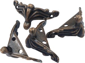 Unlorspy Pcs Copper Antique Brass Jewelry Box Legs Decorative Feet Hardware <b>Corner</b> <b>Protector</b> Zinc Alloy Box Legs For Wood Case J - Product Image 1