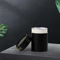 Boîte cylindrique en papier noir avec couvercle facile à ouvrir en aluminium, emballage alimentaire de qualité pour café, thé, noix