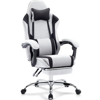 Chaise de jeu noire et grise chaise de jeu de massage en tissu chaise d'ordinateur ergonomique avec repose-pieds