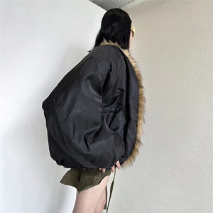 Stile <span class=keywords><strong>moda</strong></span> autunno nuovo colore solido ampio Cardigan con colletto <span class=keywords><strong>in</strong></span> lana di strada manica lunga cappotto di pelliccia abbigliamento donna - Product Image 6