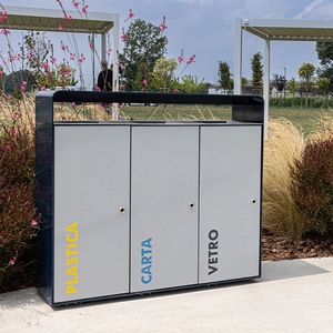 <b>Outdoor</b> Metal Trash <b>Bin</b> Heavy Duty Commercial <b>Rubbish</b> Waste <b>Bin</b> Park Public Garbage Trash Can - Product Image 3