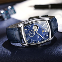 Montre pour hommes d'affaires carré ONOLA décontracté volant de gouvernail creux étanche montre mécanique bracelet en cuir ON6848