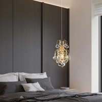 Lustre en cristal K9 de luxe italien, petit luminaire suspendu doré pour chambre à coucher, salle à manger, décoration, lampes suspendues