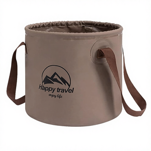 Collapsible Bucket 5-Gallon Heavy-Duty PVC Folding <strong>Water</strong> <strong>Container</strong> Handle-Portable 0.66 Lbs Camping Fishing Gardening Picnic - Product Image 1