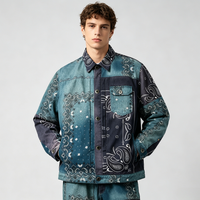 Blouson Bomber Vintage à Imprimé Paisley avec Poche à Rabat, Style Streetwear Oversize Décontracté pour Homme, Fourniture ODM