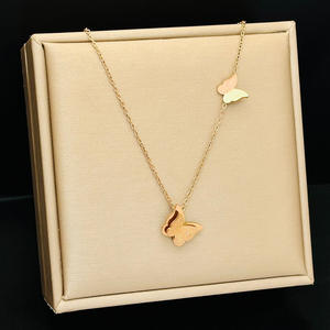 Collar de Doble Mariposa para Mujer, Novedad 2024, Acero de Titanio Resistente a la Decoloración, Cadena de Eslabones en O, Joyería para Clavícula, Dropshipping Shopify - Product Image 1