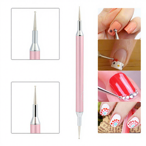 Stylo à double tête en métal pour nail art, outil de pointillage, aiguille à fleurs, pointe ondulée, décoration de manucure - Product Image 2