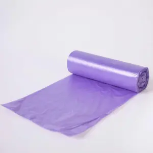 Produk baru tas kemasan sampah Kemasan permukaan industri Logo kustom ungu plastik HDPE terbuka datar dari Tiongkok