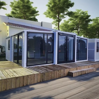 Usine de petites maisons modulaires de luxe préfabriquées en acier Maison moderne préfabriquée en conteneur expansible tout en verre
