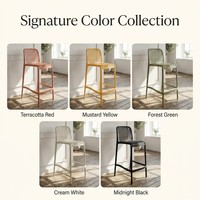 Tabouret de bar vertical à lattes creuses en plastique, moulage intégré, empilable, imperméable, hauteur comptoir, pour patio et café