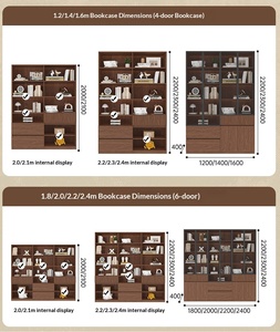 XHA Customizable Eco-Friendly <b>Solid</b> <b>Wood</b> Home Office <b>Bookcase</b> Glass Doors Modern Minimalist Design Black Walnut <b>Wood</b> Floor Mount - Product Image 5