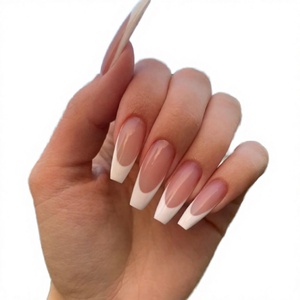 <span class=keywords><strong>SAVILAND</strong></span> Faux Ongles à Presser French Manucure Faits Main 160 Pièces 4X Acrylique Couverture Complète Préformés Longs Forme Cercueil Fini Mat Extensions d'Ongles DIY - Product Image 4