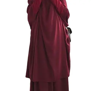 2023 TikTok New Fashion Muslim Woman Abaya Wrinkle Satin Islamic Clothing 2 Pieces Abaya