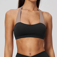 2588 Soutien-gorge de yoga pour femme à maintien moyen, séchage rapide, résistant aux chocs, en Spandex/Nylon brossé, nouveau modèle, style halter-top