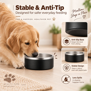 Tazón Doble de Acero Inoxidable para Perros, Antideslizante, Antivuelco, Resistente a Mordidas, para Comida y Agua, para Interiores, Exteriores y Viajes - Product Image 6