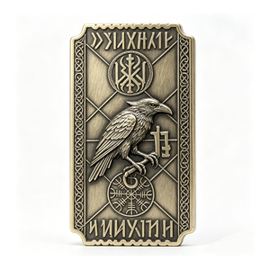 Moneda Conmemorativa de Cobre 3D de Doble Cara con Diseño de Barco Vikingo, Cuervo y Ángel, Coleccionable de Mitología Nórdica - Product Image 3