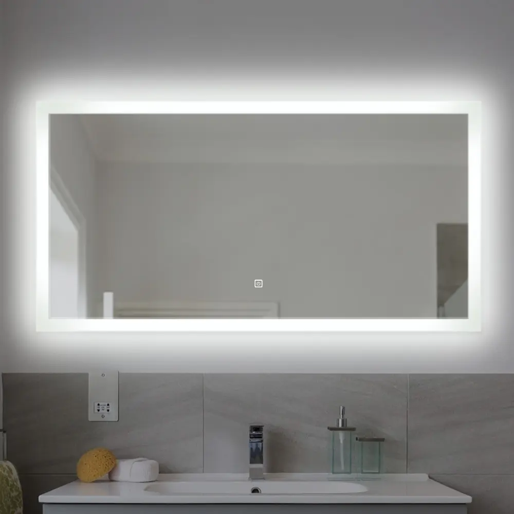 Fullkenlight cct 3 luci wc grande specchio da parete per bagno interruttore tattile batteria specchio da bagno con luce a led
