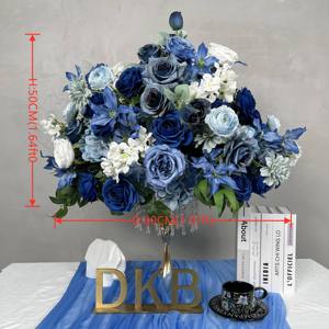 Vendita calda fiore artificiale che bacia la palla di fiori di rosa di 60cm di grandi dimensioni di seta blu palla di fiori per la decorazione di nozze - Product Image 6