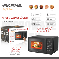 Four à micro-ondes AKANE A.82492 700W 20L avec contrôle de température, décongélation intelligente, minuterie, porte en verre, nettoyage facile, pour la maison