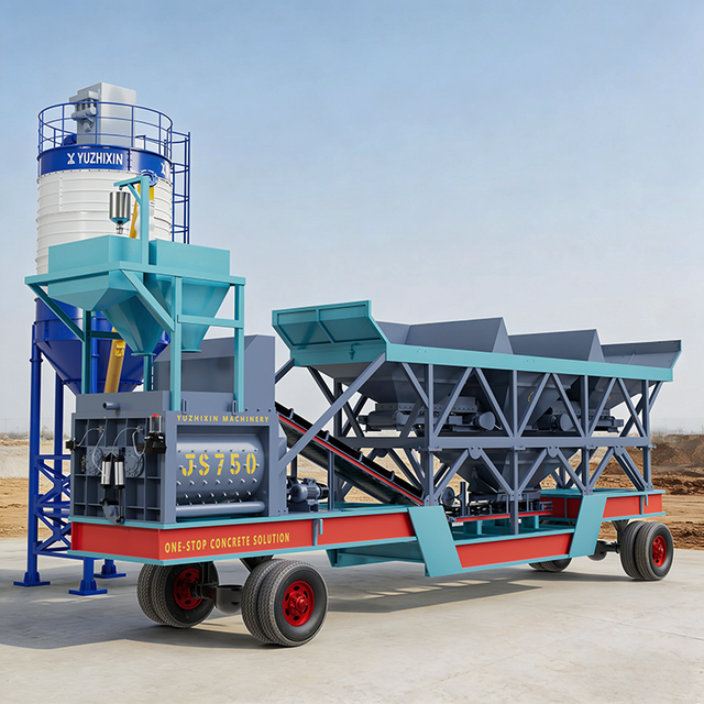 Automatic Mobile JS750 Electric Concrete Batching Plant with Motor Engine & Bearing