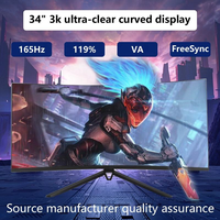 Moniteur incurvé 34 pouces 165 Hz 4K 3440*1440 21:9 Super Large pour le Gaming avec éclairage respirant