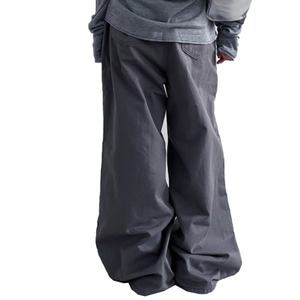 Wholesale Fashion Casual Oversized <b>Jeans</b> <b>Men</b> High Street Baggy Wash Gery Layer Pintuck Straight Maxi Pants Woven Weave Dark Wash - Product Image 5