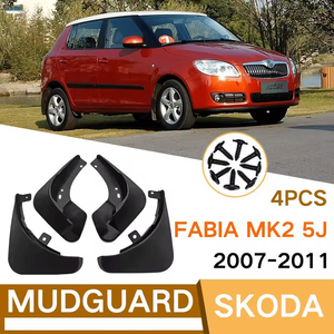 4 Pièces Bavettes de protection anti-éclaboussures pour Skoda <span class=keywords><strong>Fabia</strong></span> <span class=keywords><strong>MK2</strong></span> 5J 2007-2011, résistantes aux rayures, garde-boue avant et arrière - Product Image 2