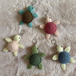 Handmade Crochet Turtle Keychains Mini Animal Pendant For <b>Bag</b> Gift Cute Irregular Shape Durable Woven Design Turtle <b>Key</b> <b>Rings</b> - Product Image 6